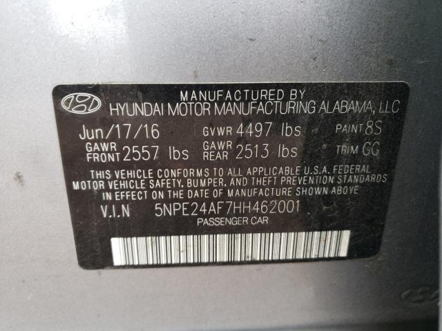 5NPE24AF7HH462001 - 2017 HYUNDAI SONATA SE SILVER photo 12