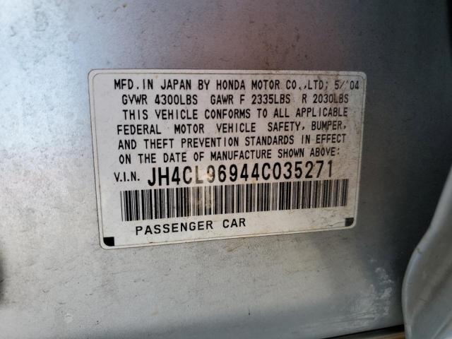 JH4CL96944C035271 - 2004 ACURA TSX SILVER photo 12