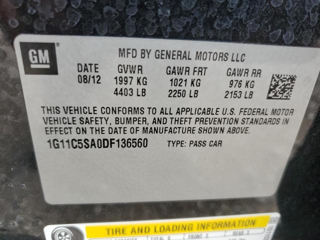 1G11C5SA0DF136560 - 2013 CHEVROLET MALIBU 1LT 黑色 照片 12