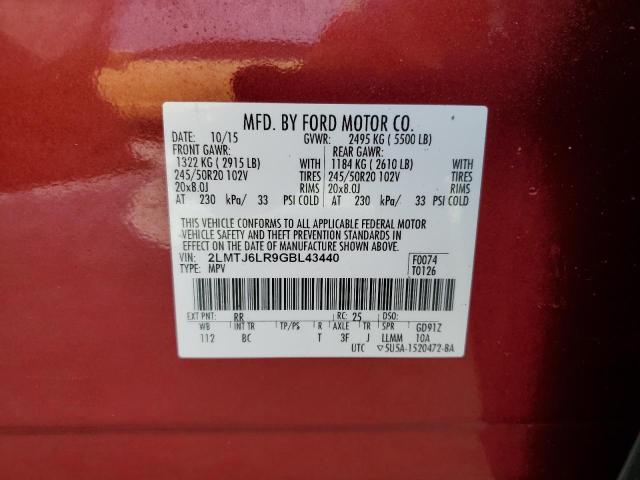 2LMTJ6LR9GBL43440 - 2016 LINCOLN MKX RESERVE RED photo 14