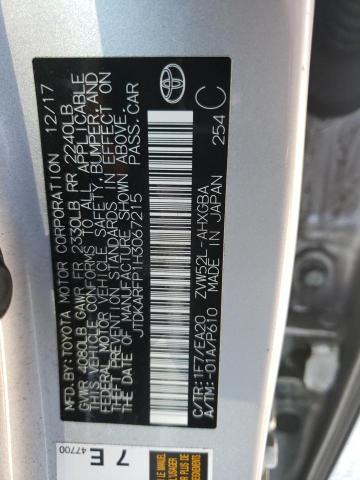 JTDKARFP1H3067215 - 2017 TOYOTA PRIUS PRIM ვერცხლისფერი ფოტო 12