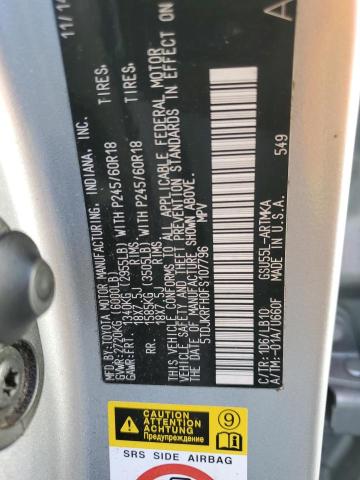 5TDJKRFH0FS107796 - 2015 TOYOTA HIGHLANDER XLE SILVER photo 14