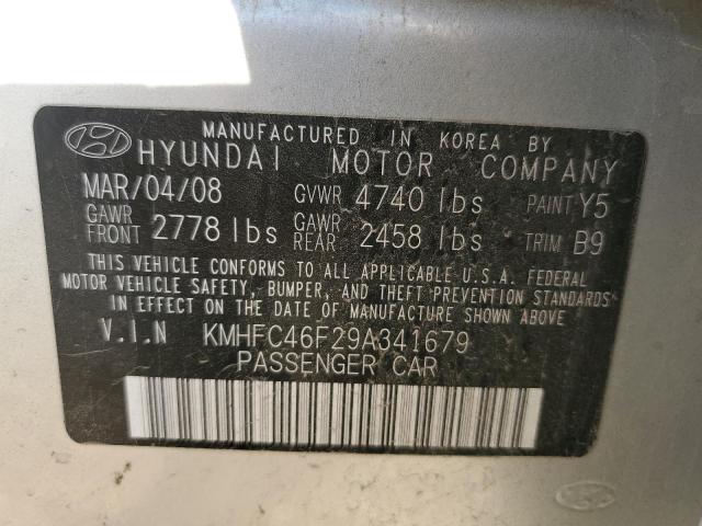 KMHFC46F29A341679 - 2009 HYUNDAI AZERA SE SILVER photo 12