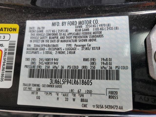 3LN6L5F94LR618605 - 2020 LINCOLN MKZ RESERVE შავი ფოტო 12