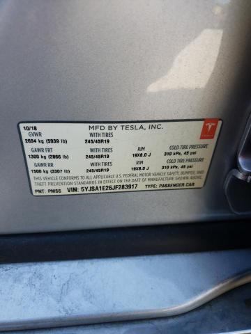 5YJSA1E26JF283917 - 2018 TESLA MODEL S SILVER photo 12