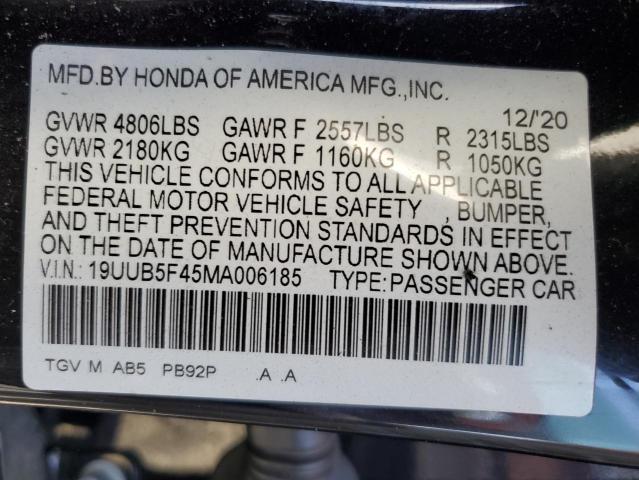 19UUB5F45MA006185 - 2021 ACURA TLX TECHNOLOGY PURPLE photo 12