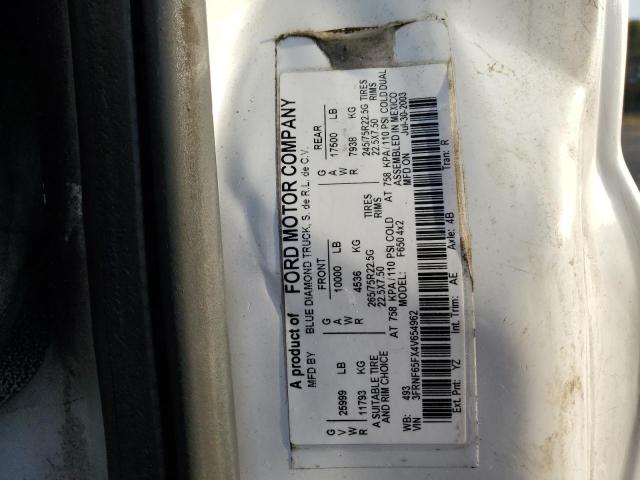 3FRNF65FX4V654962 - 2004 FORD F650 SUPER DUTY WHITE photo 12