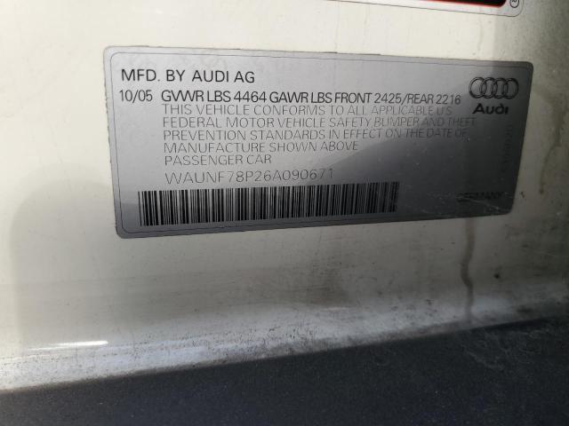 WAUNF78P26A090671 - 2006 AUDI A3 2.0 PREMIUM WHITE photo 12