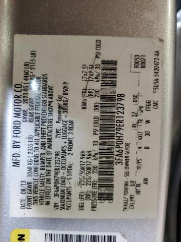 3FA6P0H79ER123798 - 2014 FORD FUSION SE SILVER photo 12