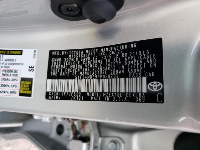 5YFB4MDE9PP058702 - 2023 TOYOTA COROLLA LE SILVER photo 12