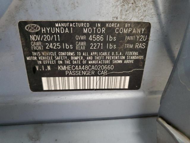 KMHEC4A48CA020660 - 2012 HYUNDAI SONATA HYBRID BLUE photo 13