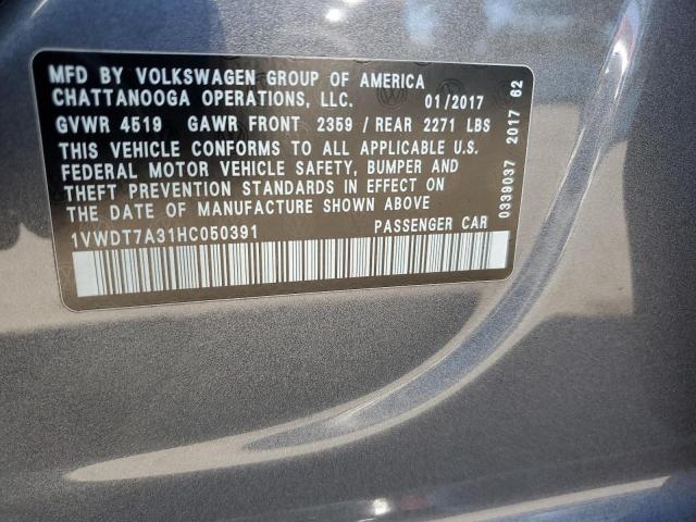 1VWDT7A31HC050391 - 2017 VOLKSWAGEN PASSAT R-LINE Grau Foto 12