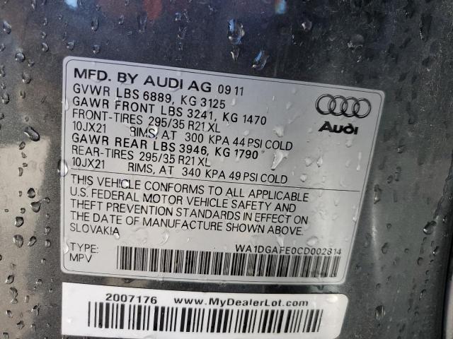 WA1DGAFE0CD002814 - 2012 AUDI Q7 PRESTIGE CHARCOAL photo 13
