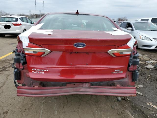 3FA6P0LU2KR220690 - 2019 FORD FUSION SE RED photo 6