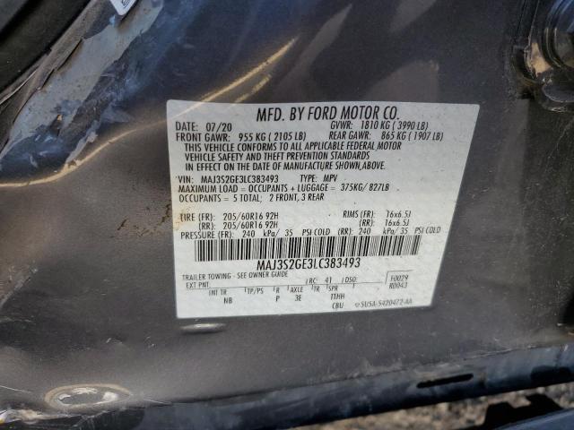 MAJ3S2GE3LC383493 - 2020 FORD ECOSPORT SE GRAY photo 13