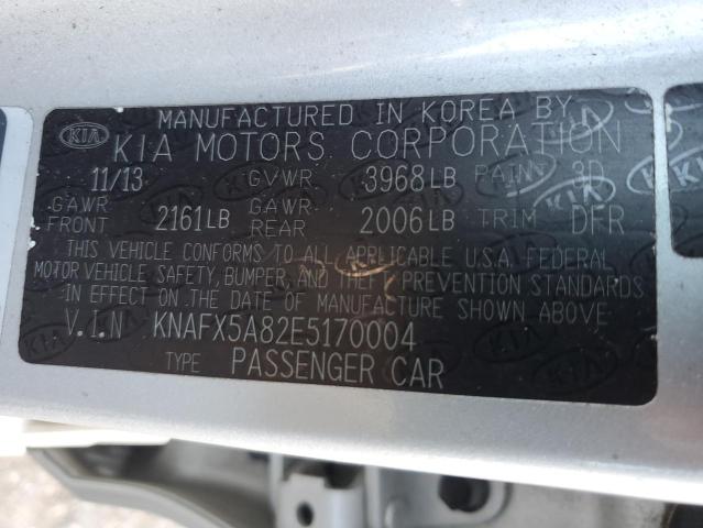 KNAFX5A82E5170004 - 2014 KIA FORTE EX SILVER photo 12