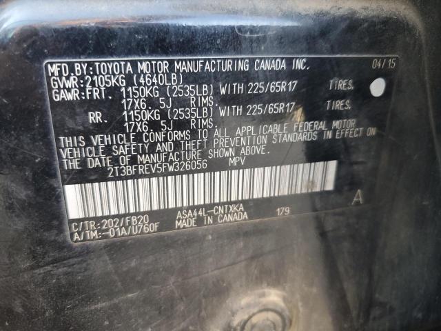 2T3BFREV5FW326056 - 2015 TOYOTA RAV4 LE BLACK photo 13