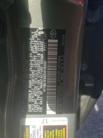 4T1BK1EB6DU018340 - 2013 TOYOTA AVALON BASE 绿色 照片 12