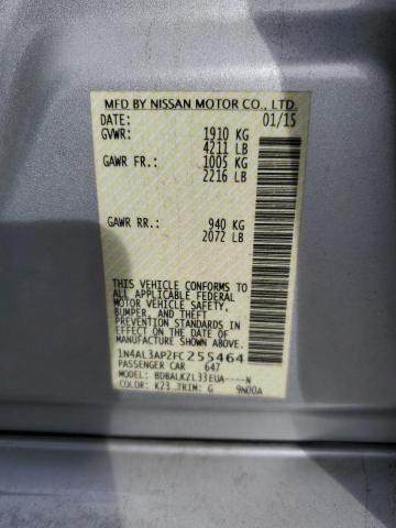 1N4AL3AP2FC255464 - 2015 NISSAN ALTIMA 2.5 SILVER photo 12