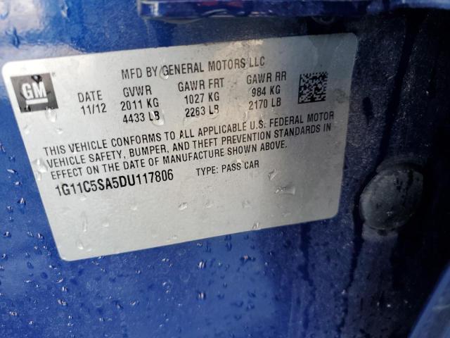 1G11C5SA5DU117806 - 2013 CHEVROLET MALIBU 1LT Көк фото 13