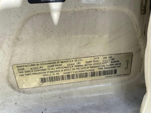 3VWRT71K46M030466 - 2006 VOLKSWAGEN JETTA TDI WHITE photo 10