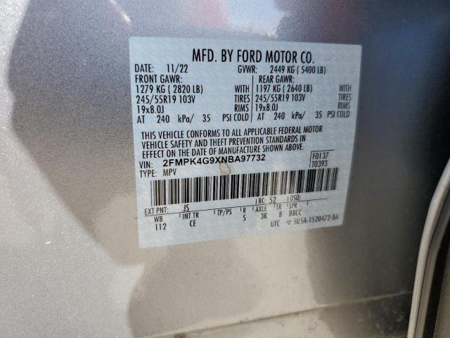 2FMPK4G9XNBA97732 - 2022 FORD EDGE SE SILVER photo 14