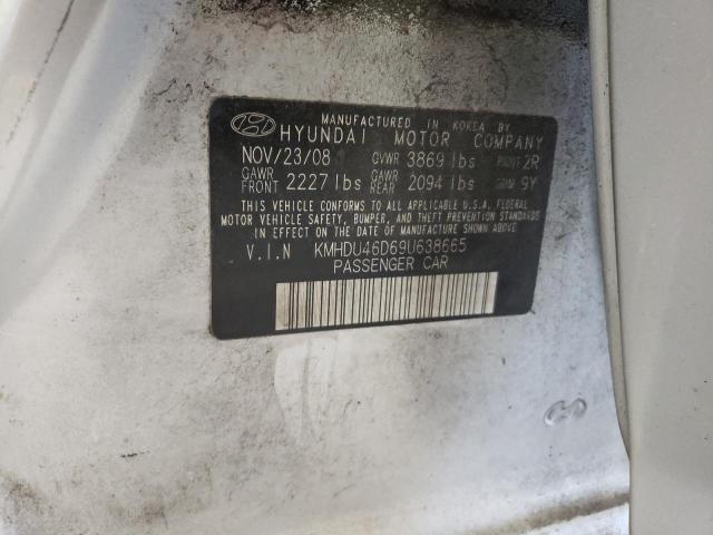 KMHDU46D69U638665 - 2009 HYUNDAI ELANTRA GLS SILVER photo 13