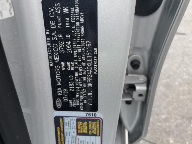 3KPF24ADXLE151162 - 2020 KIA FORTE FE SILVER photo 12