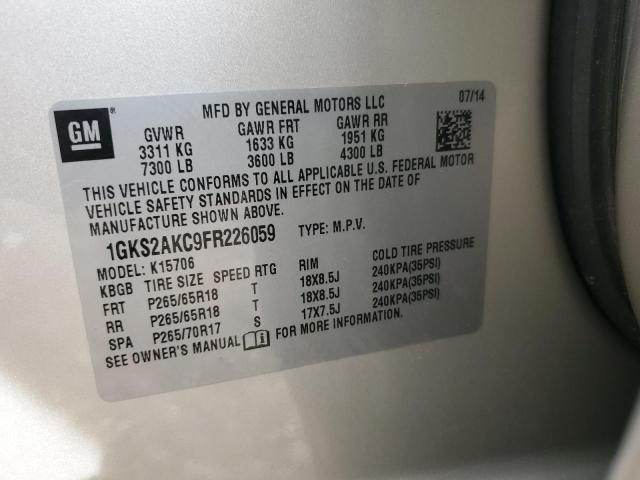 1GKS2AKC9FR226059 - 2015 GMC YUKON SLE GOLD photo 12