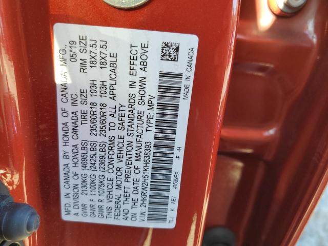 2HKRW2H51KH638393 - 2019 HONDA CR-V EX ORANGE photo 14