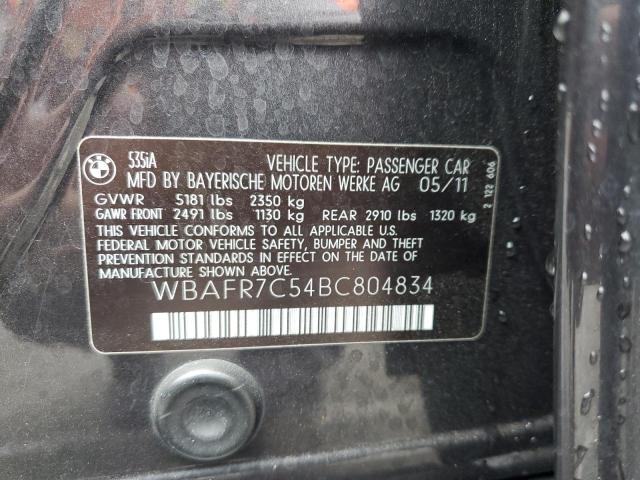 WBAFR7C54BC804834 - 2011 BMW 535I I CHARCOAL photo 12