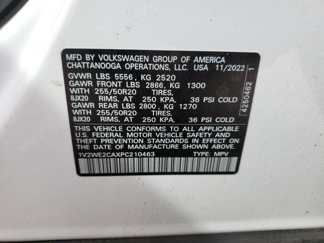 1V2WE2CAXPC210463 - 2023 VOLKSWAGEN ATLAS CROS SE WHITE photo 14
