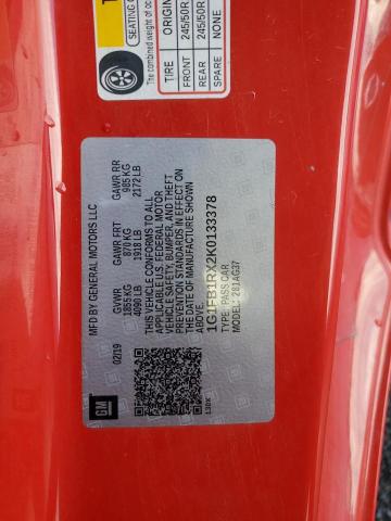 1G1FB1RX2K0133378 - 2019 CHEVROLET CAMARO LS RED photo 12