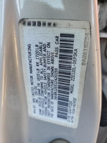 1NXBR12E51Z420159 - 2001 TOYOTA COROLLA CE SILVER photo 12