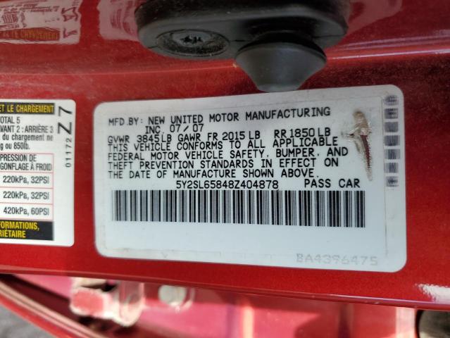 5Y2SL65848Z404878 - 2008 PONTIAC VIBE RED photo 12