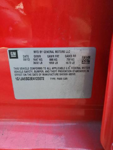 1G1JA6SG3E4123072 - 2014 CHEVROLET SONIC LS 红色 照片 12