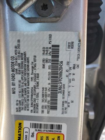 3LN6L5F92HR620456 - 2017 LINCOLN MKZ RESERVE ვერცხლისფერი ფოტო 12