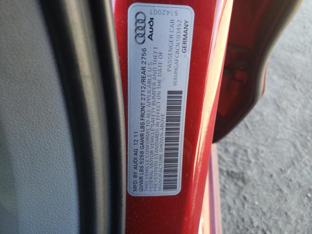 WAUHGAFC8CN103452 - 2012 AUDI A6 PRESTIGE წითელი ფოტო 12