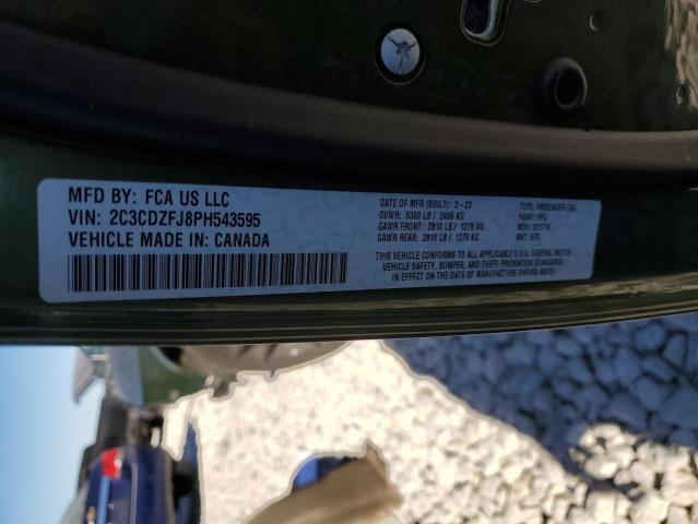 2C3CDZFJ8PH543595 - 2023 DODGE CHALLENGER R/T SCAT PACK GREEN photo 12