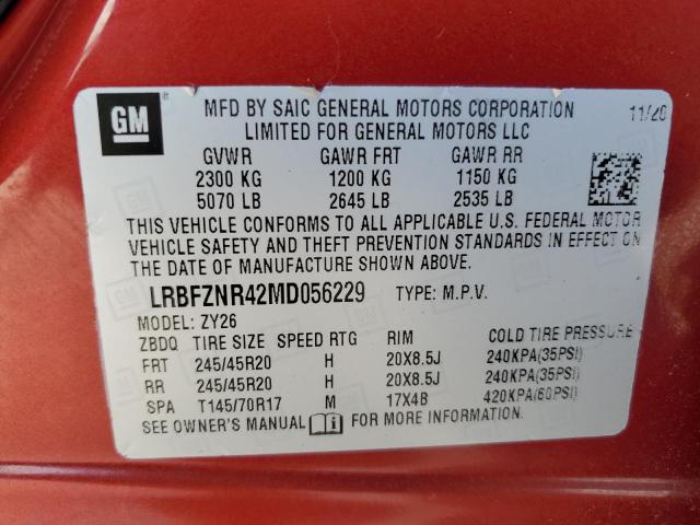 LRBFZNR42MD056229 - 2021 BUICK ENVISION ESSENCE მუქწითელი ფოტო 13