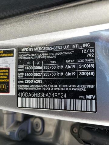 4JGDA5HB3EA349524 - 2014 MERCEDES-BENZ ML 350 4MATIC SILVER photo 12