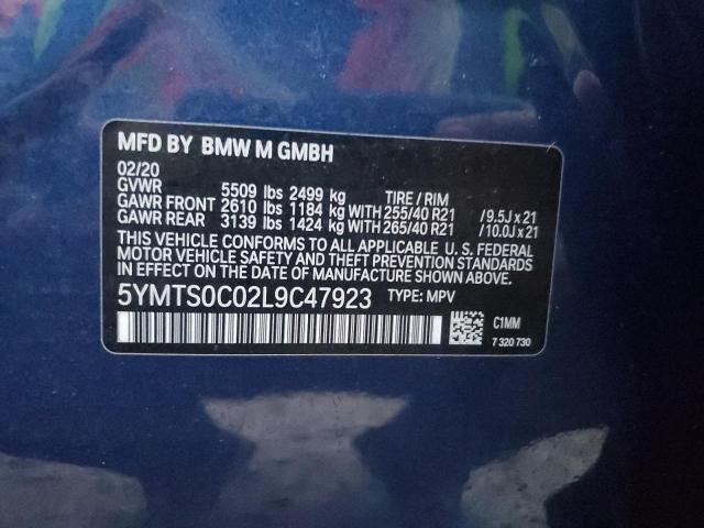 5YMTS0C02L9C47923 - 2020 BMW X3 M COMPETITION BLUE photo 14