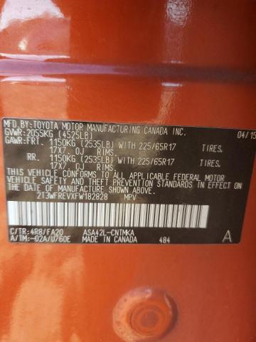 2T3WFREVXFW182828 - 2015 TOYOTA RAV4 XLE ORANGE photo 12