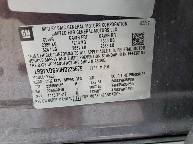 LRBFXDSA0HD235679 - 2017 BUICK ENVISION ESSENCE رمادي صورة 14