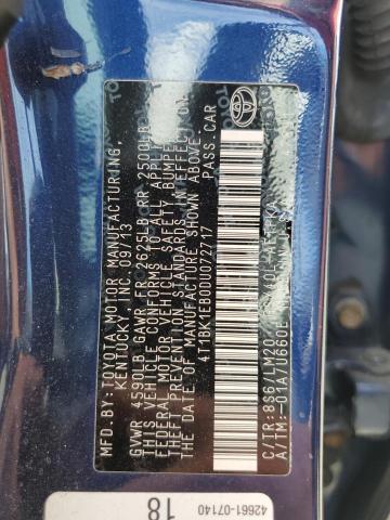 4T1BK1EB0DU072717 - 2013 TOYOTA AVALON BASE 蓝色 照片 13