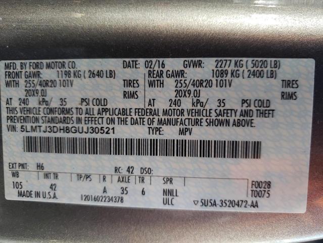 5LMTJ3DH8GUJ30521 - 2016 LINCOLN MKC RESERVE ნაცრისფერი ფოტო 12