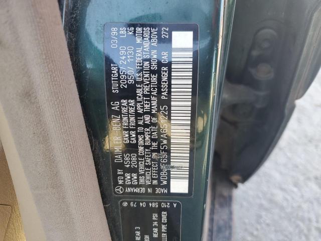 WDBJF65F5WA651225 - 1998 MERCEDES-BENZ E 320 GREEN photo 12