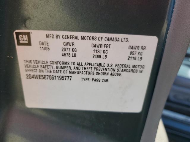 2G4WE587061195777 - 2006 BUICK LACROSSE CXS GREEN photo 12