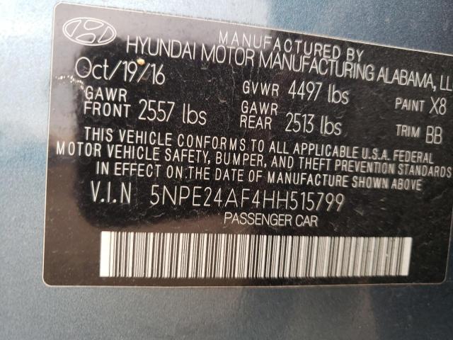 5NPE24AF4HH515799 - 2017 HYUNDAI SONATA SE BLUE photo 13