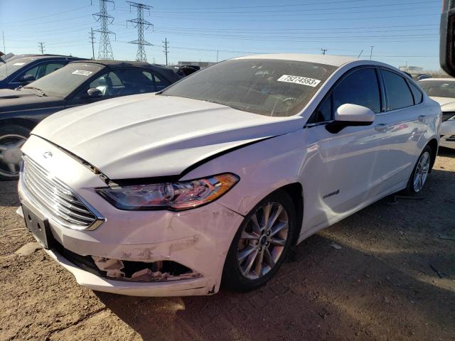 3FA6P0UU0JR239266 - 2018 FORD FUSION S HYBRID WHITE photo 1